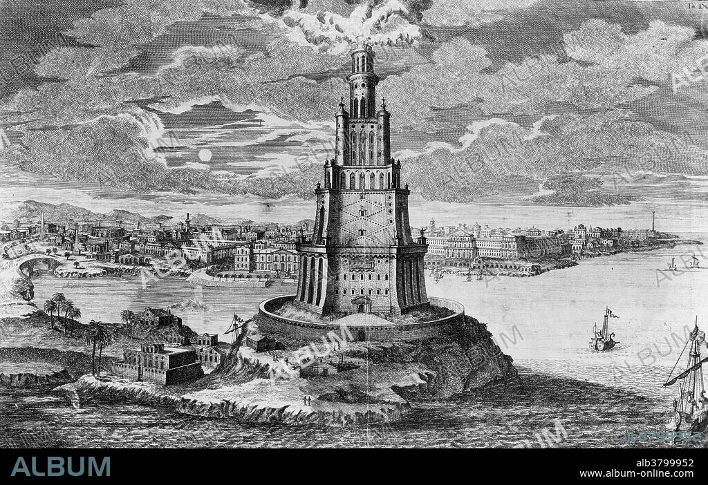 The lighthouse at Alexandria, Egypt was built in the 3rd century BC. The height of the lighthouse was estimated to be between 380 and 440 feet tall. It was identified as one of the Seven Wonders of the Ancient World by Antipater of Sidon. The lighthouse was badly damaged, with barely any remaining ruins, after three earthquakes. The first was in 956, then another in 1303, and the last in 1323.