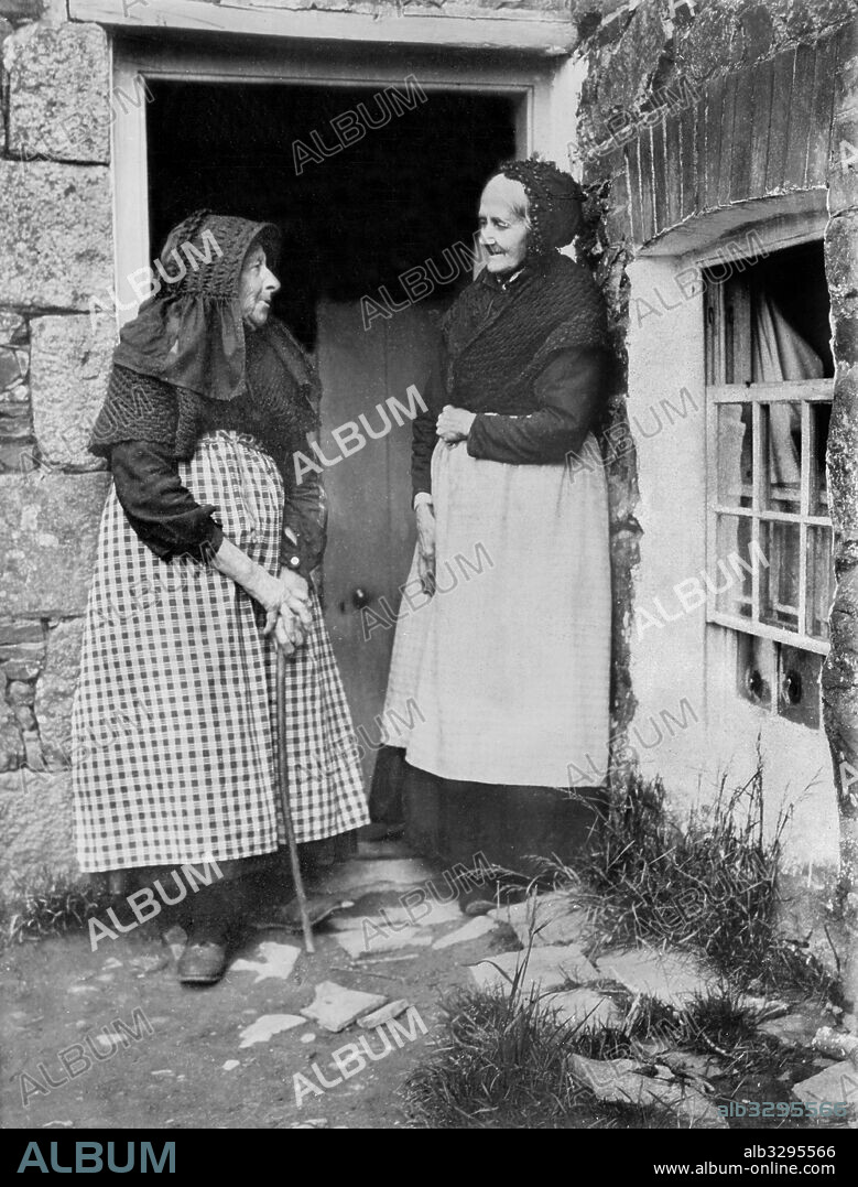 Two Elderly Country Women Wearing Shawls and Bonnets. c1885.