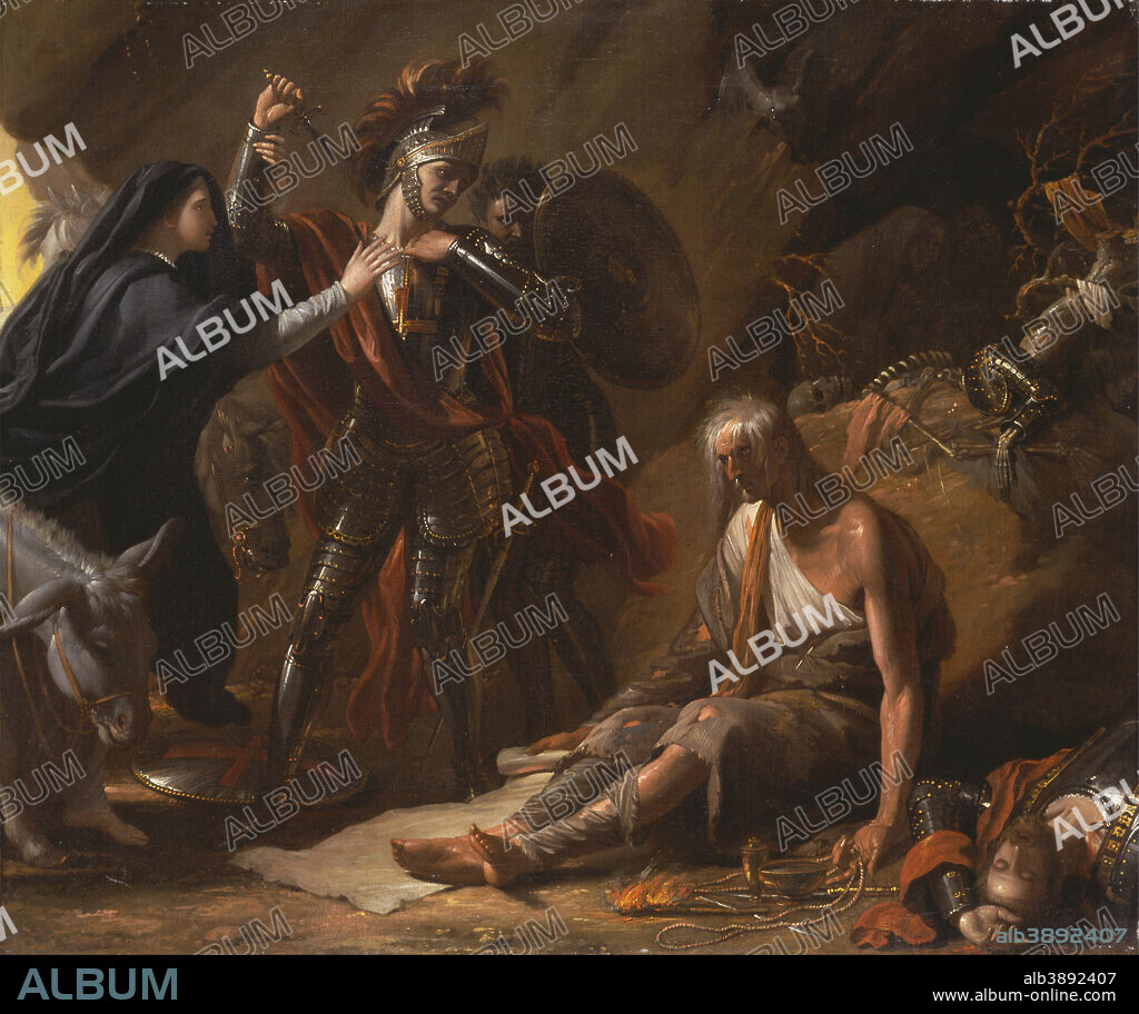 BENJAMIN WEST. The Cave of Despair. Date/Period: 1772. Painting. Oil on canvas. Height: 610 mm (24.01 in); Width: 762 mm (30 in).
