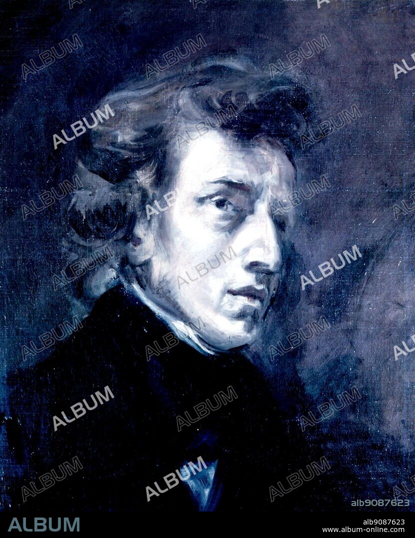 Frederic Francois Chopin (1810-1849) Polish Composer and Pianist a oil painting by Delacroix 1838.