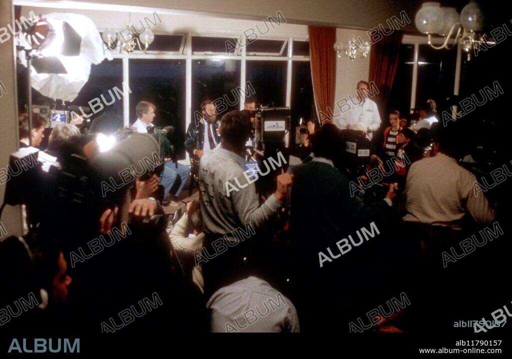 Hunt for Loch Ness Monster : Operation Deepscan at Loch Ness , October 1987 : Project leader Adrian Shine speaks at a press conference . MINIMUM FEES FOR LICENSE MAY APPLY please contact requests@topfoto.co.uk.