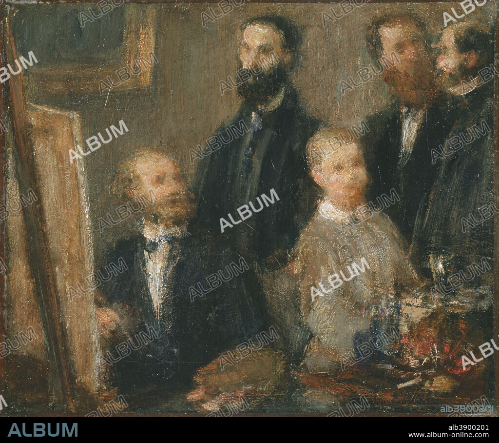 HENRI FANTIN-LATOUR. Manet in his Studio. Date/Period: 1870. Painting. Oil on canvas. Height: 11.63 mm (0.45 in); Width: 13.75 mm (0.54 in).