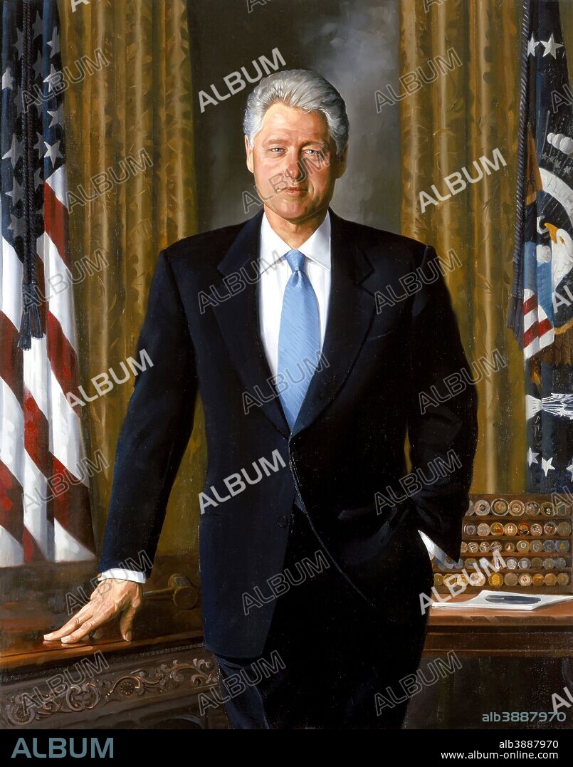 Digitally restored American History poster of the Official White House painting of President Bill Clinton.