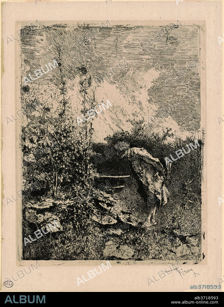 MARIANO FORTUNY Y CARBO. L'Amateur de jardin (The Gardening Enthusiast). Dated: 1878. Dimensions: plate: 27.5 × 21.5 cm (10 13/16 × 8 7/16 in.)  sheet: 32.3 × 24.7 cm (12 11/16 × 9 3/4 in.). Medium: etching on laid paper.