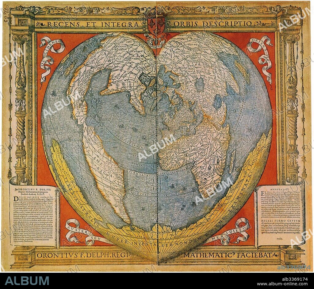 ORONCE FINE. Heart Shaped World Map.
