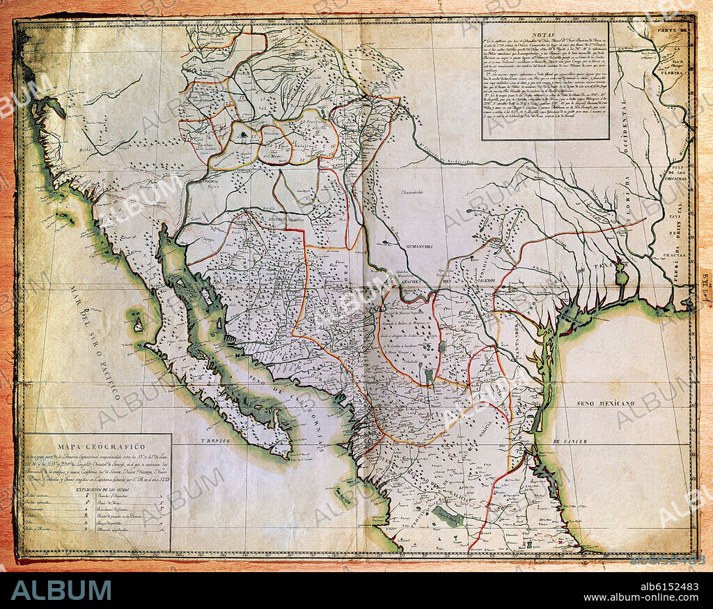 MAPA DE MEXICO-1779-PROVINCIAS DE ANTIGUA,CALIFORNIA,SONORA.