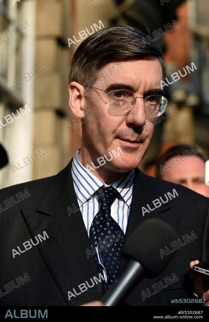 Photograph of Jacob Rees-Mogg. Jacob William Rees-Mogg (1969-) a British politician serving as Leader of the House of Commons and Lord President of the Council since 2019, and who has served as Member of Parliament for North East Somerset since 2010.