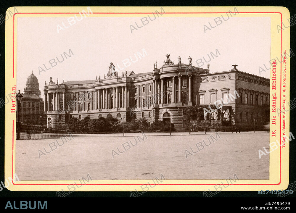 Europe, Germany, Berlin, Old Library, original text : "Die Königl. Bibliothek " ( the Royal Library ) , photography, publishing house Roemmler and Jonas, Royal Photographer , Dresden, propably 1880th - 1890th .