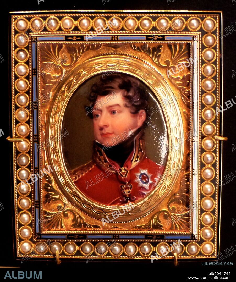 George IV, 1821. Eldest son of George 111, he became Prince Regent in 1811 and succeeded in 1820. Until the age of 19 the prince had been kept under strict control.