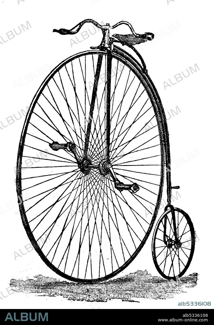 Big wheel around 1867 / Hochrad um 1867, Historisch, historical, digital improved reproduction of an original from the 19th century / digitale Reproduktion einer Originalvorlage aus dem 19. Jahrhundert.