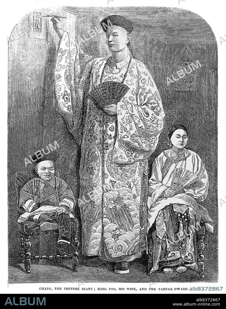 Zhan Shichai (1841 - 5 November 1893) was a Chinese giant who toured the world as 'Chang the Chinese Giant' in the 19th century. His stage name was 'Chang Woo Gow'.<br/><br/> . Zhan was born in Fuzhou, Fujian Province in the 1840s, though reports of the year vary from 1841 to 1847. His height was claimed to be over 8 feet (2.4 m), but there are no authoritative records. He left China in 1865 to travel to London where he appeared on stage, later travelling around Europe, and to the US and Australia as 'Chang the Chinese Giant'. Zhan received a good education in various countries, and developed a good understanding of ten languages. In America, he earned a salary of $500 a month.<br/><br/> . Kin Foo, the Chinese wife who accompanied Zhan from China, died in 1871, and Zhan later married Catherine Santley, a Liverpudlian whom he met in Sydney, Australia. They had two children: Edwin, born in 1877 in Shanghai, and Ernest, born in 1879 in Paris.<br/><br/> . In 1878, Zhan retired from the stage and settled in Bournemouth, where he opened a Chinese teahouse and a store selling Chinese imports.<br/><br/> . Zhan died in Bournemouth in 1893, four months after his wife, aged around 50. His coffin was 8 feet 6 inches (2.6 m) long.