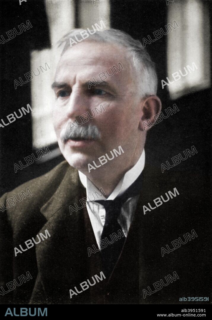 Ernest Rutherford (1871-1937), New Zealand atomic physicist. Won 1908 Nobel prize for chemistry. Is considered by many to have laid the groundwork for the development of modern nuclear physics, (c1908). (Colorised black and white print).