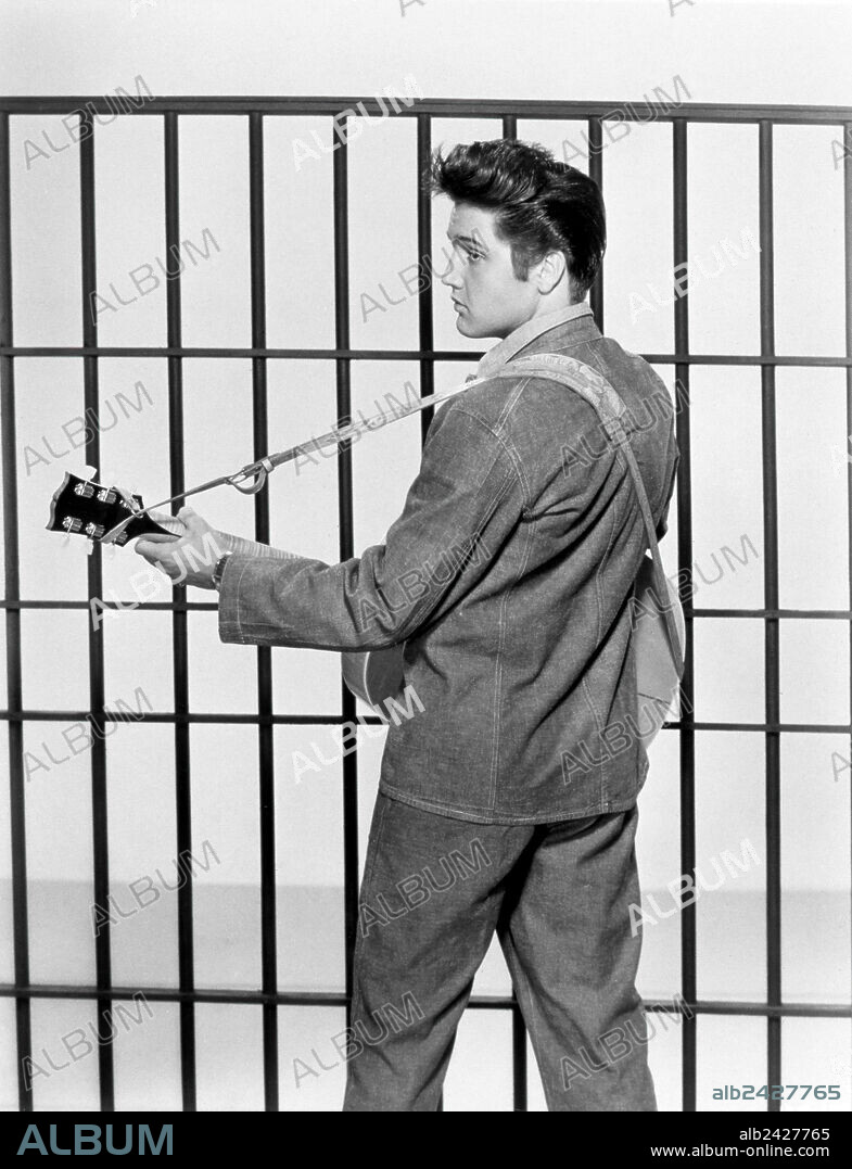 ELVIS PRESLEY in JAILHOUSE ROCK, 1957, directed by RICHARD THORPE. Copyright M.G.M.
