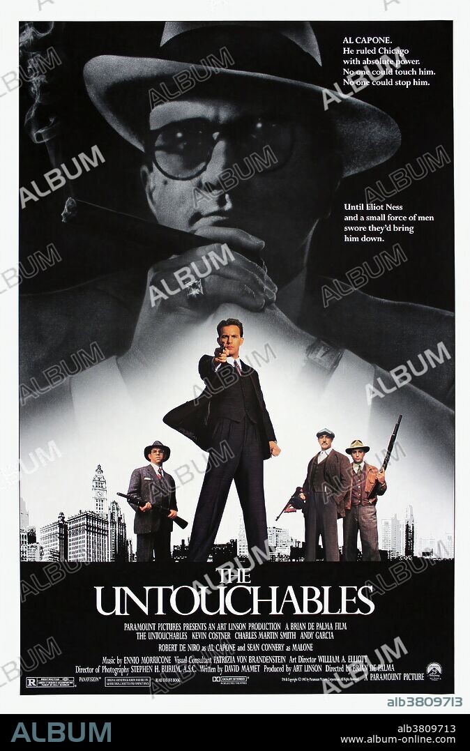 Poster de LOS INTOCABLES DE ELLIOT NESS, 1987 (THE UNTOUCHABLES), dirigida por BRIAN DE PALMA. Copyright PARAMOUNT PICTURES.