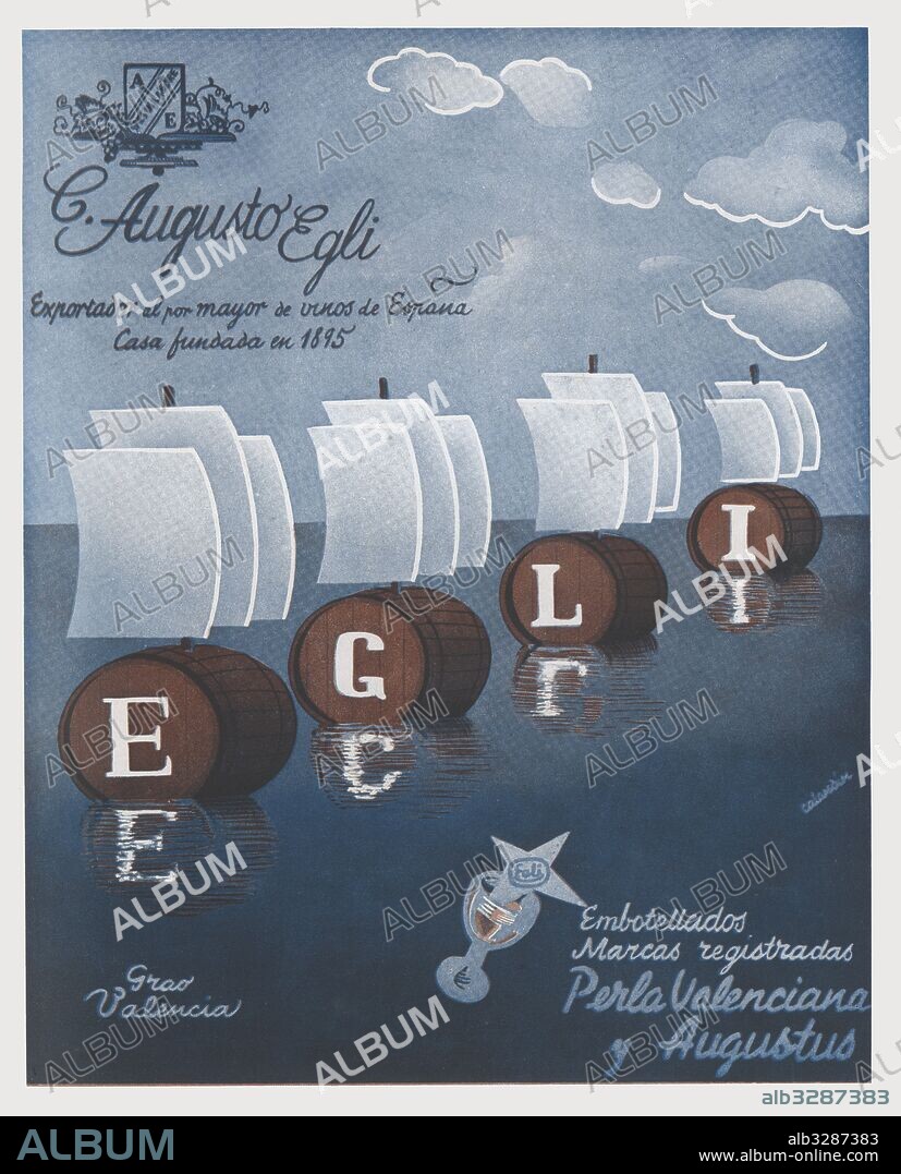 Publicidad. Exportación de Vinos C. Augusto Egli, de Valencia. Año 1940.