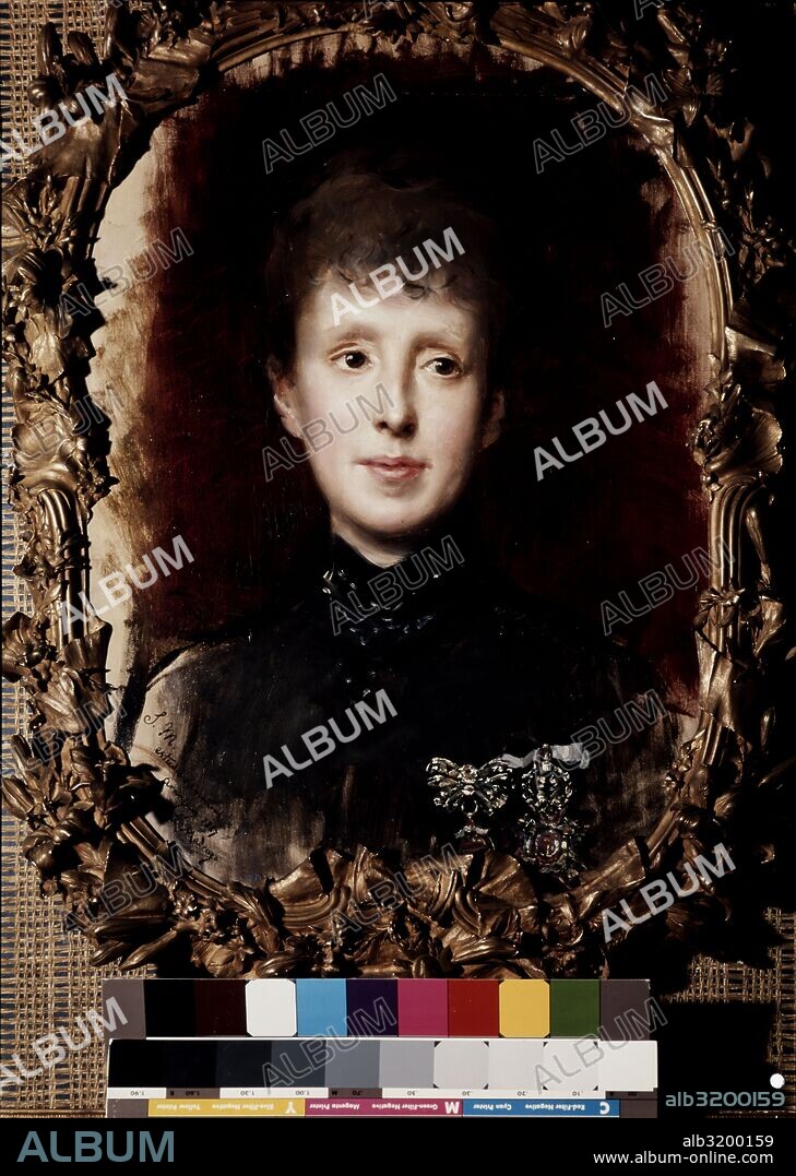 RAIMUNDO DE MADRAZO Y GARRETA. CASA REAL ESPAÑOLA. Retrato de María  Cristina de Habsburgo, 1887.Segunda esposa de Alfonso XII y reina regente a la muerte de éste en 1885 , hasta 1902.