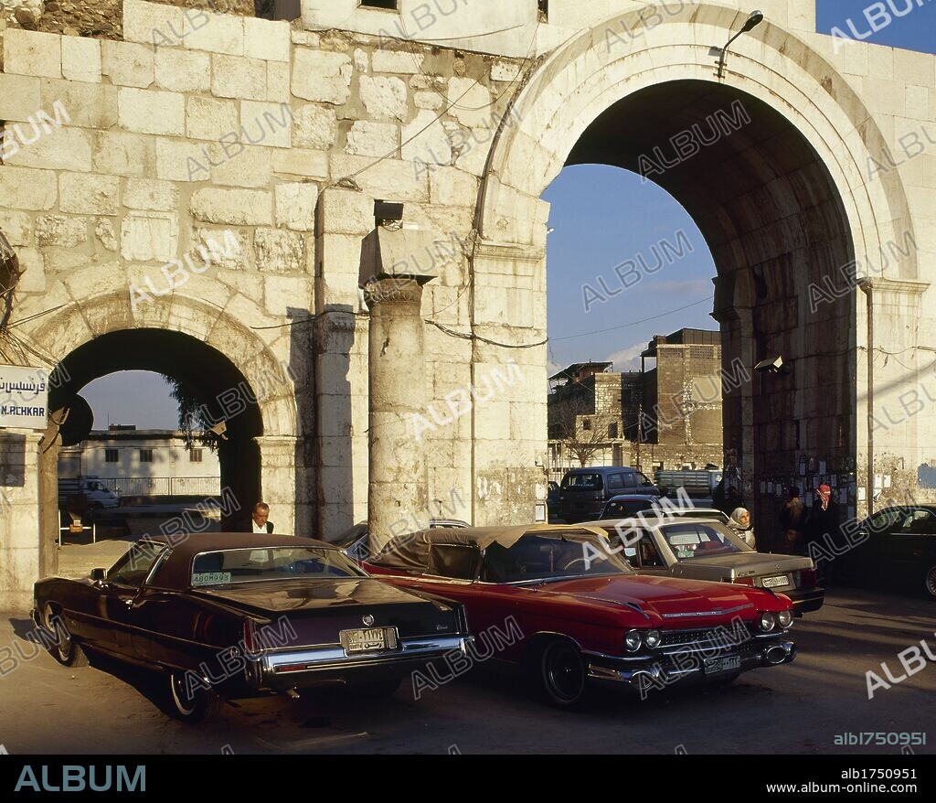 Syrian Arab Republic. Damascus. Bad Sharqi (The Eastern Gate), also known as the Gate of the Sun, ancient gate of the city. Roman period, 2nd century. Photo taken before the Syrian civil war.