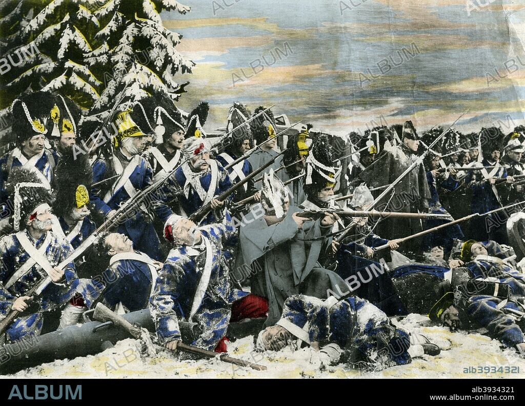 Photographic representation of the Battle of Austerlitz. Regarded as Napoleon Bonaparte's greatest victory, Austerlitz (1805) was a sublime trap that destroyed the armies of his enemies Russia and Austria. Tricking his opponents into thinking he was weaker than he actually was, and then calling in nearby reinforcements, Bonaparte initially met the combined Allied army of 85,000 men and 278 guns with just 66,000 men. After much hard fighting the French crushed the Allies. Thousands of fleeing troops drowned when a frozen lake split under the weight of men and guns. French losses amounted to 8000 while the Russian and Austrian emperors, present at the battle, saw more than 27,000 men killed, wounded and captured. Bonaparte also captured 180 cannon.