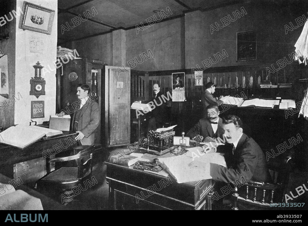 Offices of Perez and Sanjurio, importers and exporters, Asuncion, Paraguay, 1911. A print from Picturesque Paraguay by Alexander K MacDonald, Charles H Kelly, London, 1911.