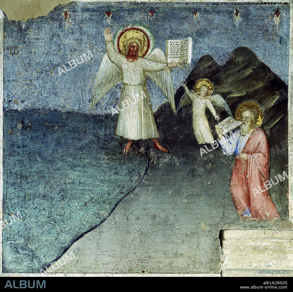GIUSTO DE' MENABUOI. The Seventh Angel with an Open Book from Apocalypse:  Descent of the Holy Ghost   Giusto di Giovanni Menabuoi (op. 1363-d. 1393/ Italian)   Fresco   Baptistry of the Cathedral, Padua.