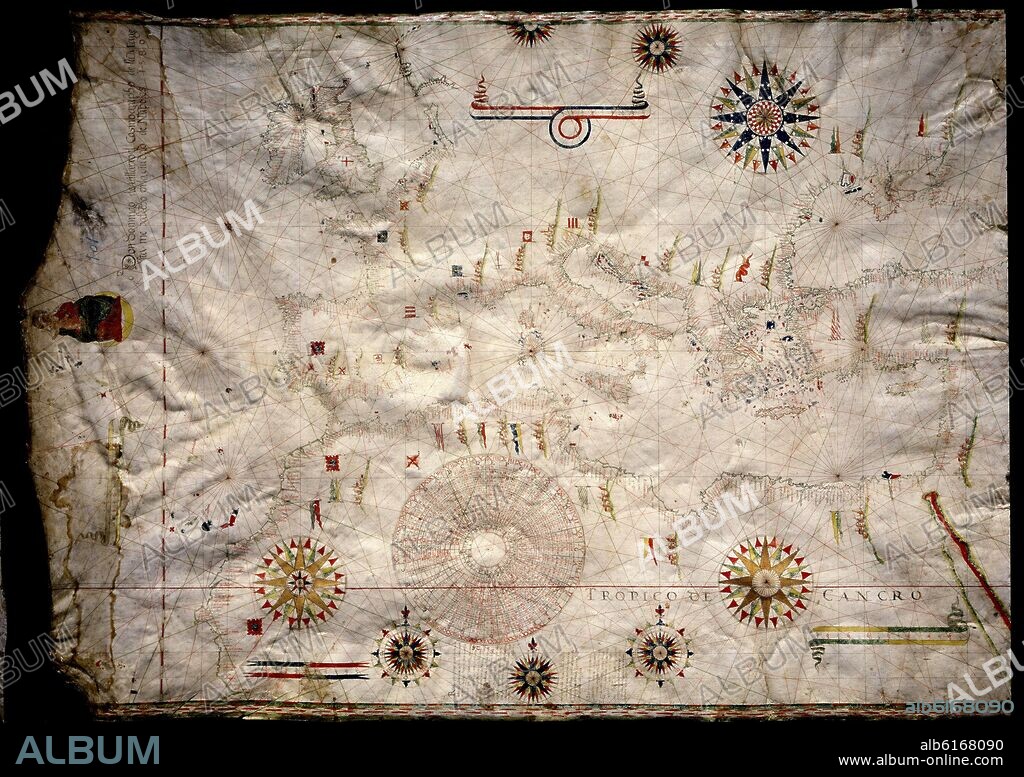 VILLARROEL DOMINGO D. PORTULANO-CARTA NAUTICA DE EUROPA-1580-S XVI CARTOGRAFIA.