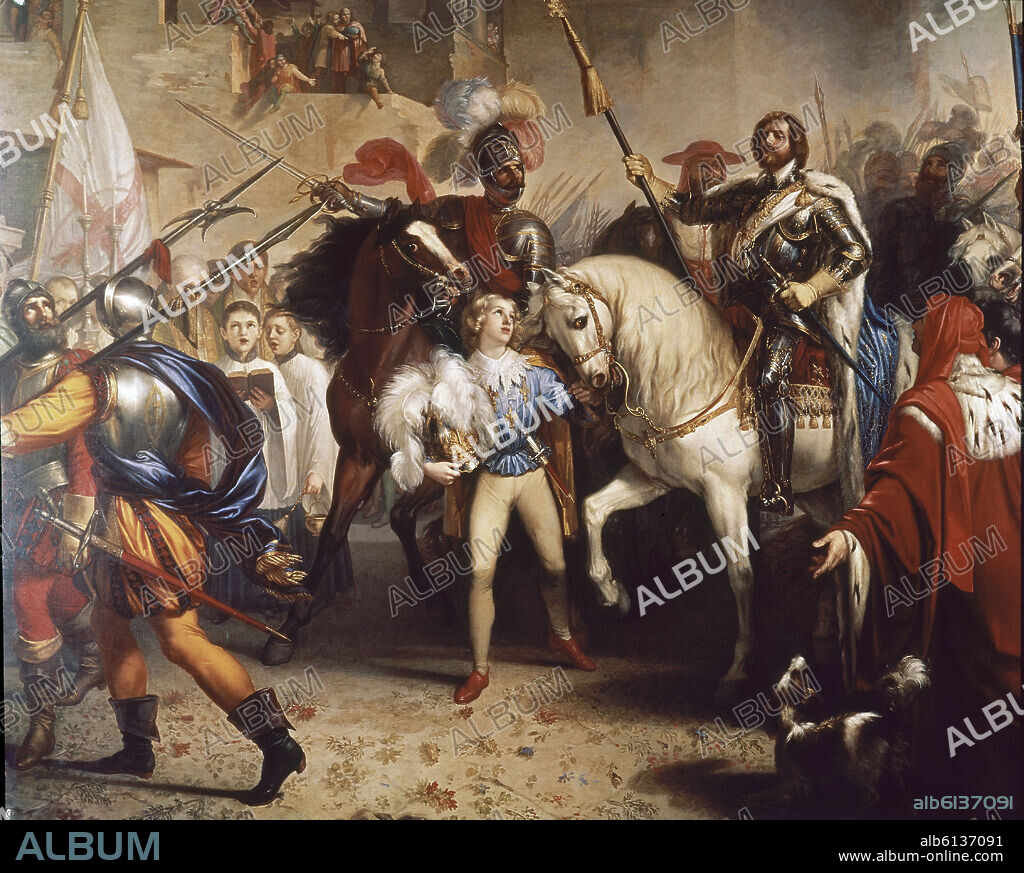 GIUSEPPE BEZZUOLI. CARLOS VIII ENTRA EN FLORENCIA - PINTURA HISTORICA SIGLO XIX.