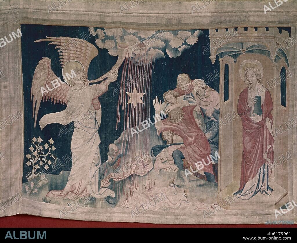 TAPIZ DEL APOCALIPSIS-TERCERA TROMPETA CAIDA DE LA ESTRELLA AJENJO ... - carton Jean Bruges - S XIV.
