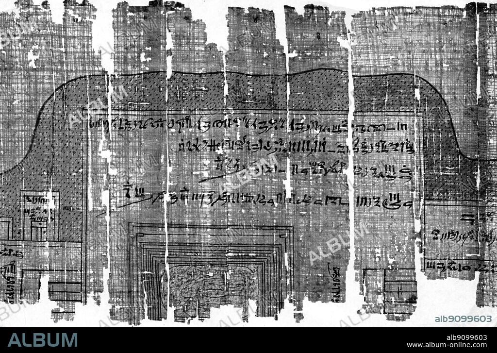 Ancient plan of Ramesses IV tomb. The coffin room. Ramesses IV (often written Ramses or Rameses) was the third pharaoh of the Twentieth Dynasty of the New Kingdom of Ancient Egypt. Tutankhamen by Christiane Desroches Noblecourt, page 260.