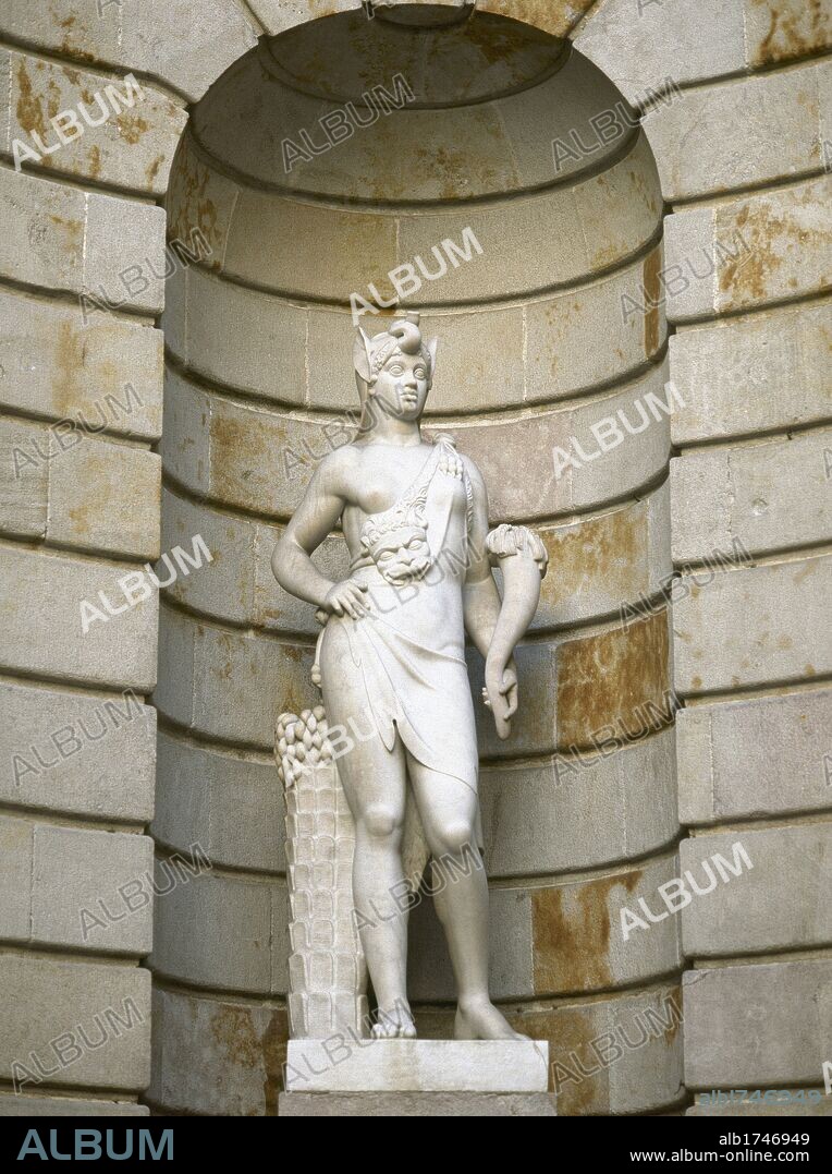 Spain. Catalonia. Barcelona. Statue of the Llotja representing Africa was created by Manuel Oliver. Neo-classicism. Sculptural group called the  Four Continents.