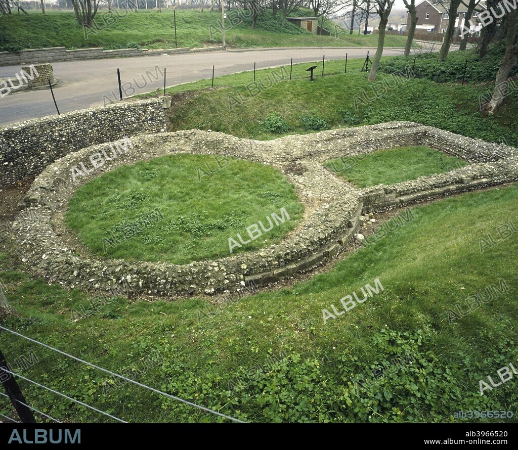 View of Knights Templar Church looking north, Dover, Kent, 1993. The foundations of a small 12th century church with a circular nave, established by the Knights Templar, still survive on the Western Heights above Dover.