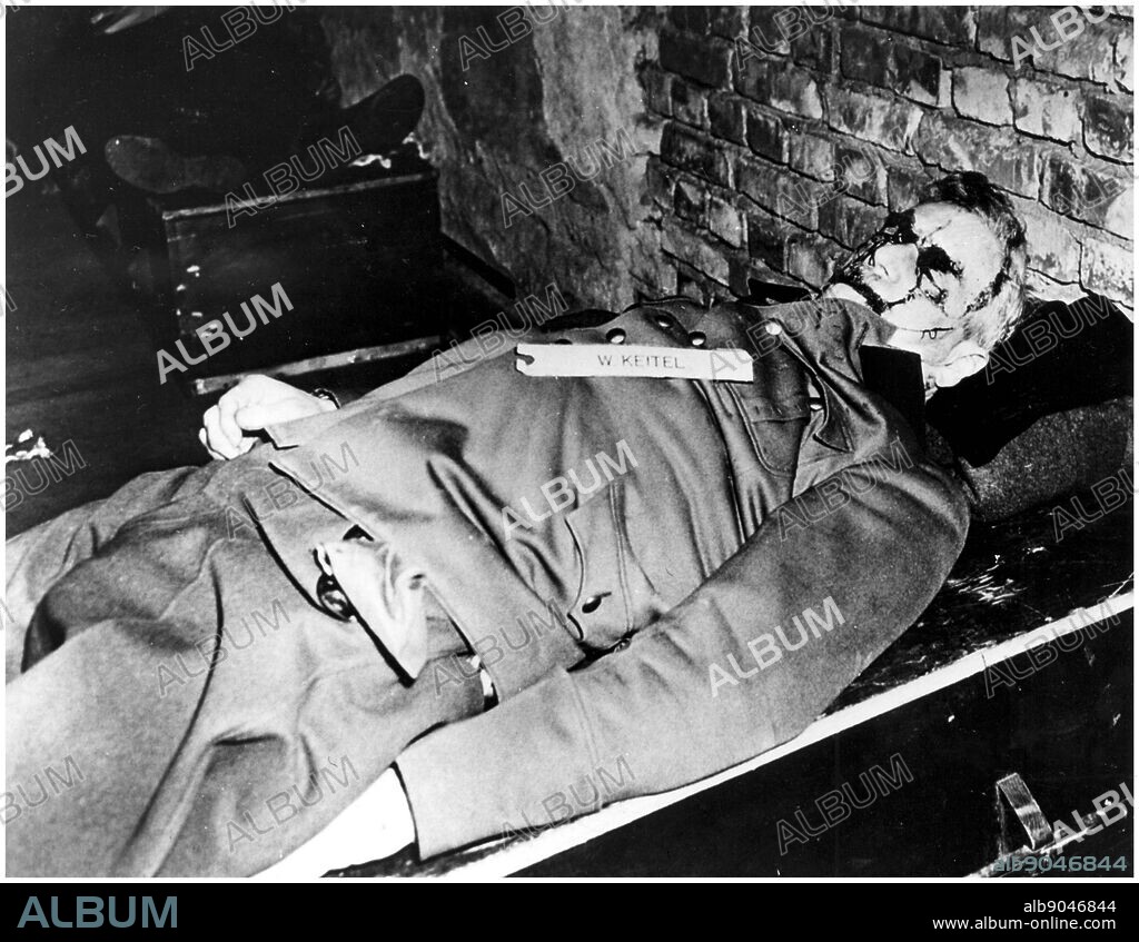 Wilhelm Bodewin Johann Gustav Keitel (22 September 1882 16 October 1946) German field marshal who served as chief of the Supreme High Command of the German Armed Forces for most of World War II. The facial blood stains seen in the photo of Keitel's corpse were due to the trapdoor being too small, causing him to suffer head injuries during his hanging.
