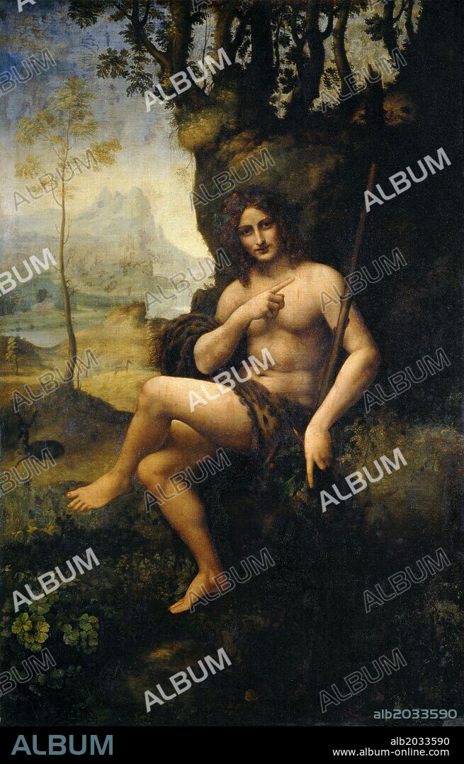 Leonardo Da Vinci / 'Bacchus', 1511-1515, Óleo sobre lienzo, 177 x 115 cm.
