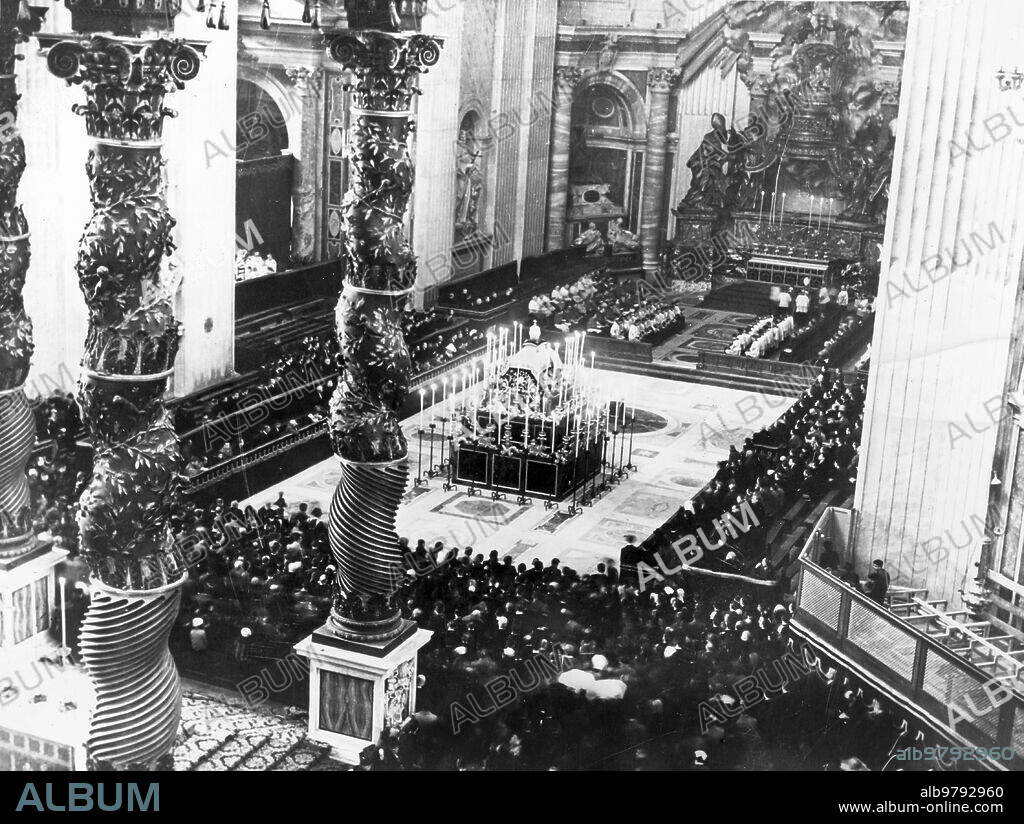 The Funeral Of Pope Pius Xii In St. Peter'S, Rome, 1939.