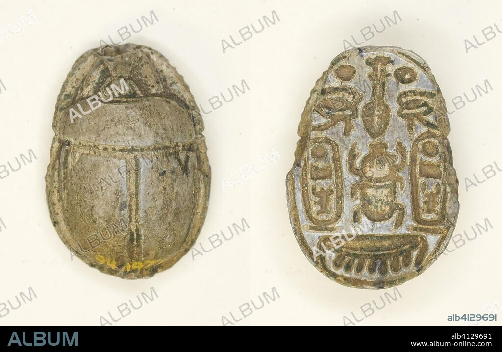 ANCIENT EGYPTIAN. Scarab: Menkheperra (Thutmose III). Egyptian. Date: 1479 BC-1425 BC. Dimensions: 2.2 × 1.6 × 1 cm (7/8 × 5/8 × 3/8 in.). Steatite. Origin: Egypt.