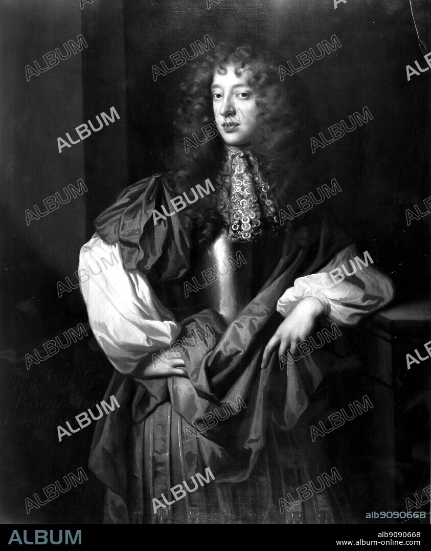 Lord Rochester, John Wilmot, Second Earl of Rochester (1647-1680). English courtier and poet. Portrait by Sir Peter Lely (1666-7). Sir Peter Lely (1618-1680), was a portrait painter and principal painter to Charles II. Lord Rochester's Monkey by Graham Greene, page 37.