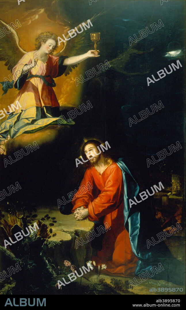 BALTASAR DE ECHAVE ORIO. La oración en el huerto / The Prayer in the Garden. Date/Period: Ca.1610. Painting. Oil on panel. Height: 2,465 mm (97.04 in); Width: 1,535 mm (60.43 in).