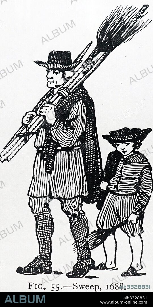 Chimney sweep and boy, London, 17th century, circa 1688.