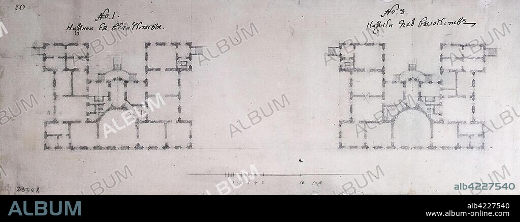 VASILY BAZHENOV. 'Plan of the Palace. Ground Floor (First Floor, USA)'. Russia, 1770s. Dimensions: 16,6x44,7 cm.