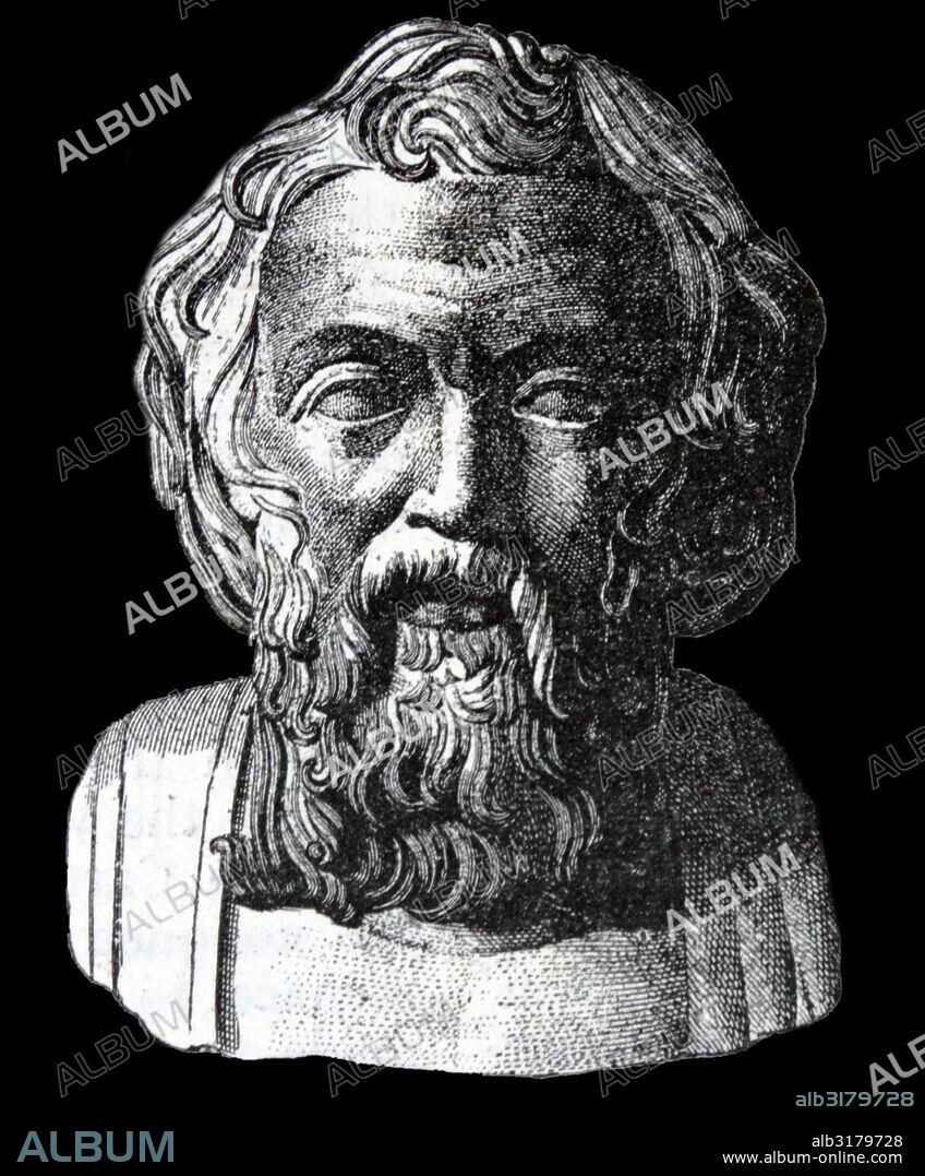 Portrait of Lycurgus of Sparta (800-730 BC) legendary lawgiver of Sparta who established the military-oriented reformation of Spartan society in accordance with the Oracle of Apollo at Delphi.