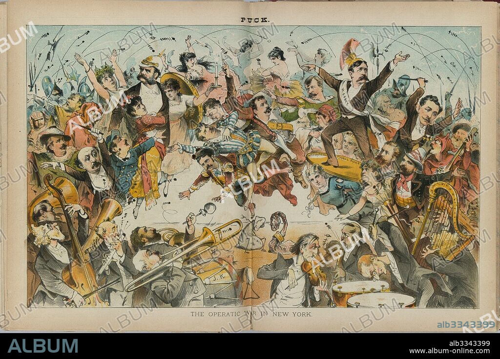 JOSEPH FERDINAND KEPPLER. The operatic war in New York. Illustration from Puck.