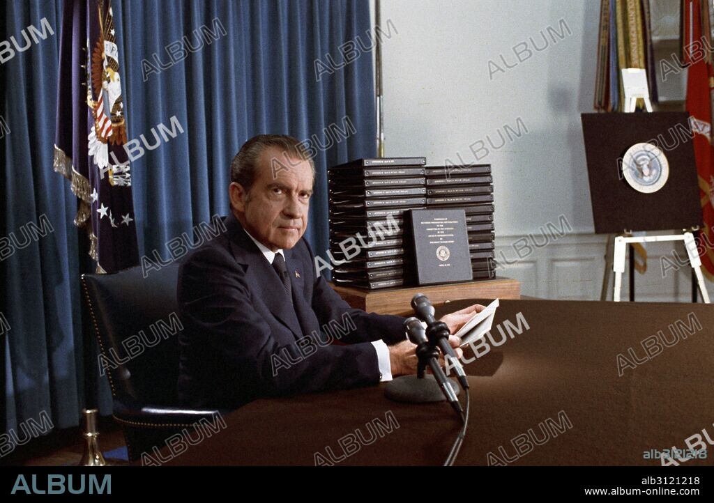 Colour photograph of President Richard Nixon (1913-1994) 37th President of the United States. Dated 1974.
