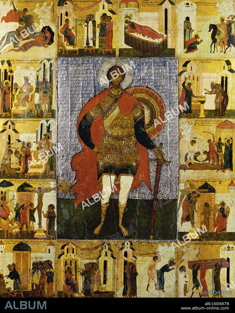 The Life Of St. Theodorus The Stratelates,  Novgorod, Russia  16th Century  Icons  Painting.