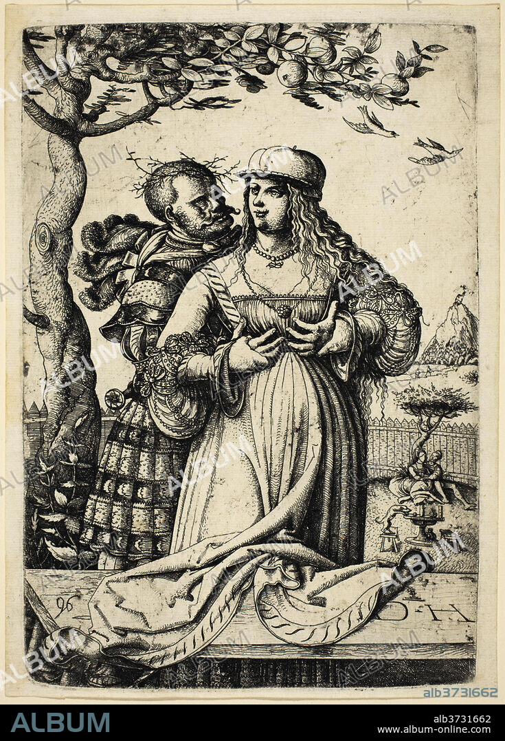 DANIEL HOPFER. Soldier Embracing a Woman. Dated: c. 1530. Dimensions: plate: 22.4 x 15.4 cm (8 13/16 x 6 1/16 in.)  sheet: 23.5 x 16.7 cm (9 1/4 x 6 9/16 in.). Medium: etching (iron).