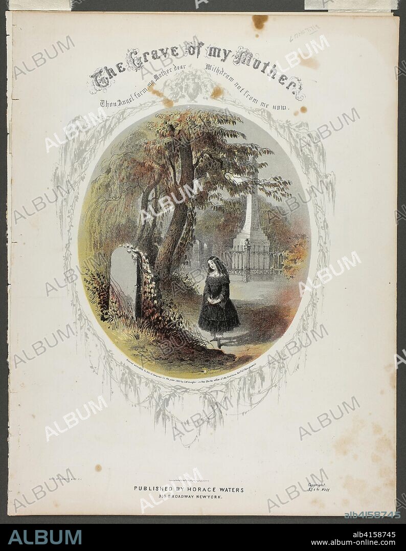 The Grave of My Mother. Napoleon Sarony; American, born Canada, 1821-1896. Date: 1853. Dimensions: 335 x 260 mm. Color lithograph on ivory wove paper. Origin: United States.