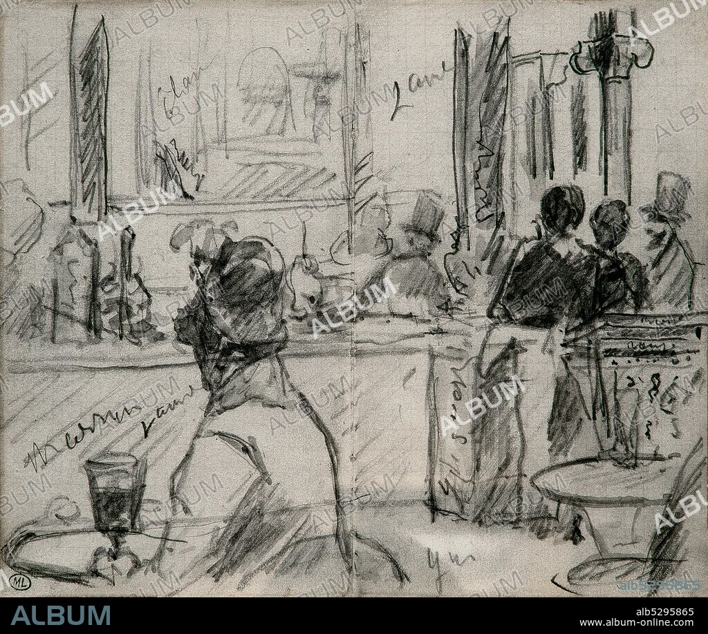 Edouard Manet 1832-1883. Interior of the café. charcoal on paper cm 14,1 x 18,5.