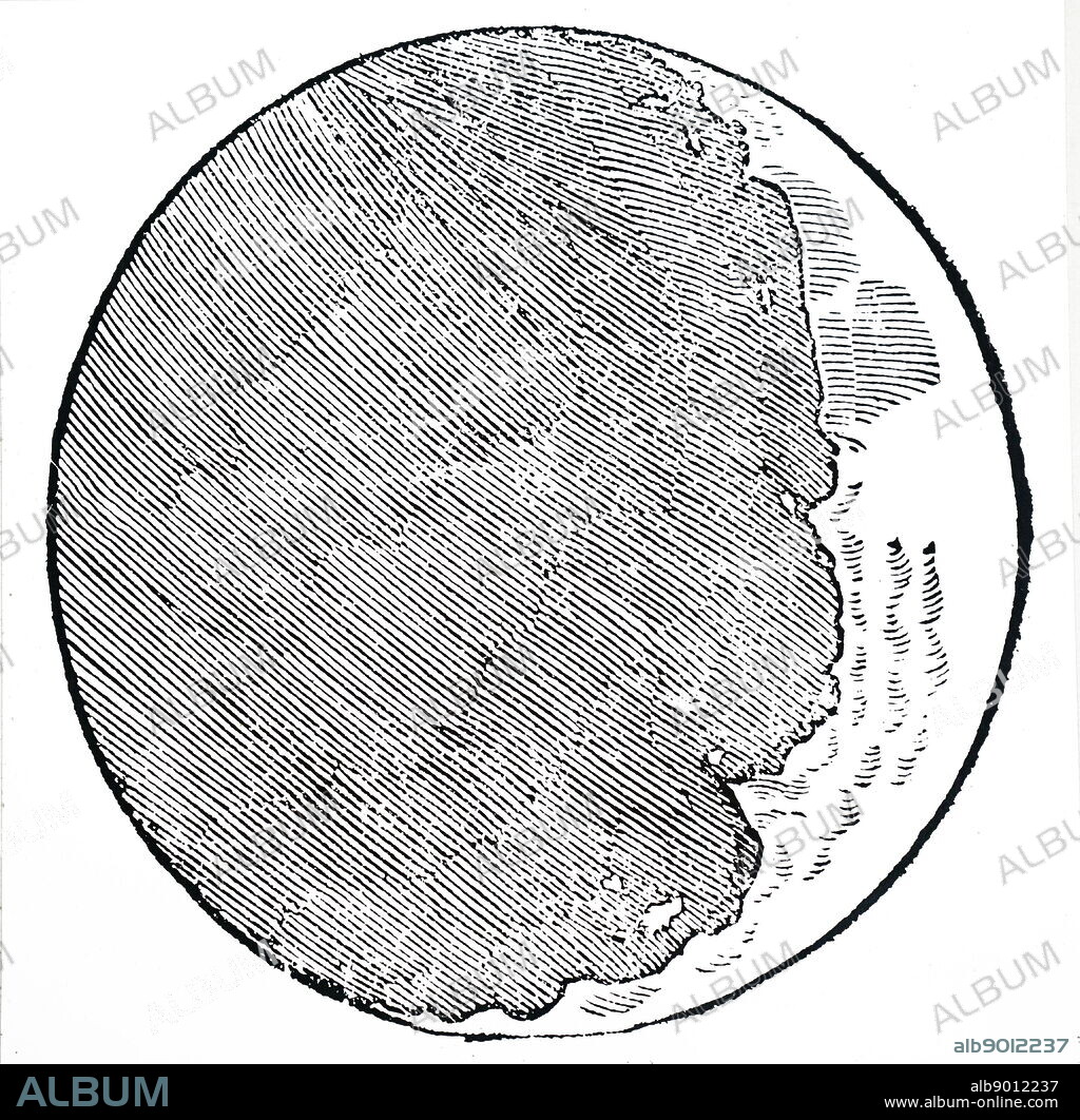 Galileo's drawing of a crescent moon. Galileo Galilei (1564-1642) an Italian polymath, physicist, philosopher, mathematician, and astronomer. Dated 17th century.