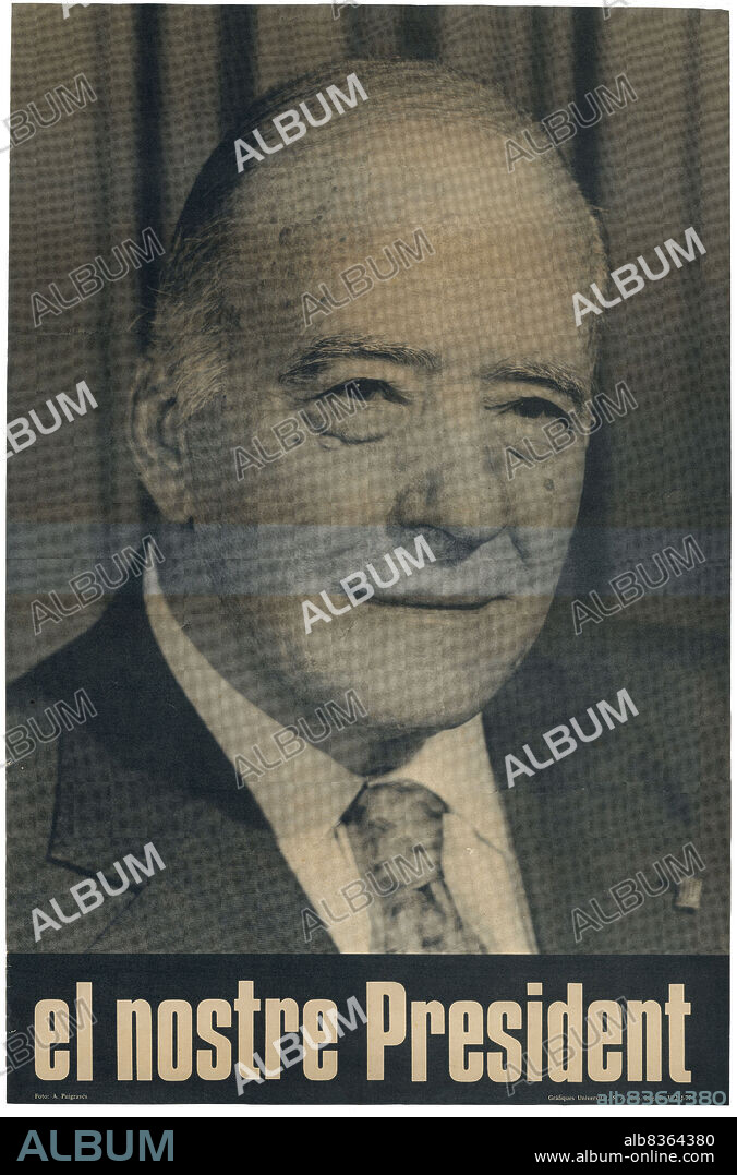 Publicidad. Cartel institucional del president de la Generalitat de Catalunya, Josep Tarradellas Joan (1899-1988). Año 1977.