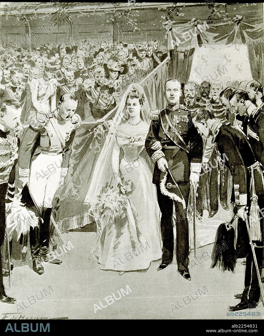 GUILLERMINA DE HOLANDA. REINA DE LOS PAISES BAJOS. 1880-1962. BODA CON EL PRINCIPE HENRI, AÑO 1901.