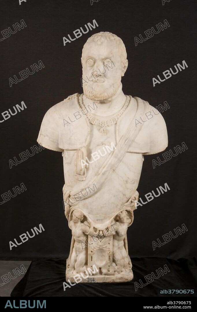 Leone Leoni; Pompeo Leoni / 'El emperador Carlos V'. 1553. Mármol de Carrara, 102 x 53 cm.