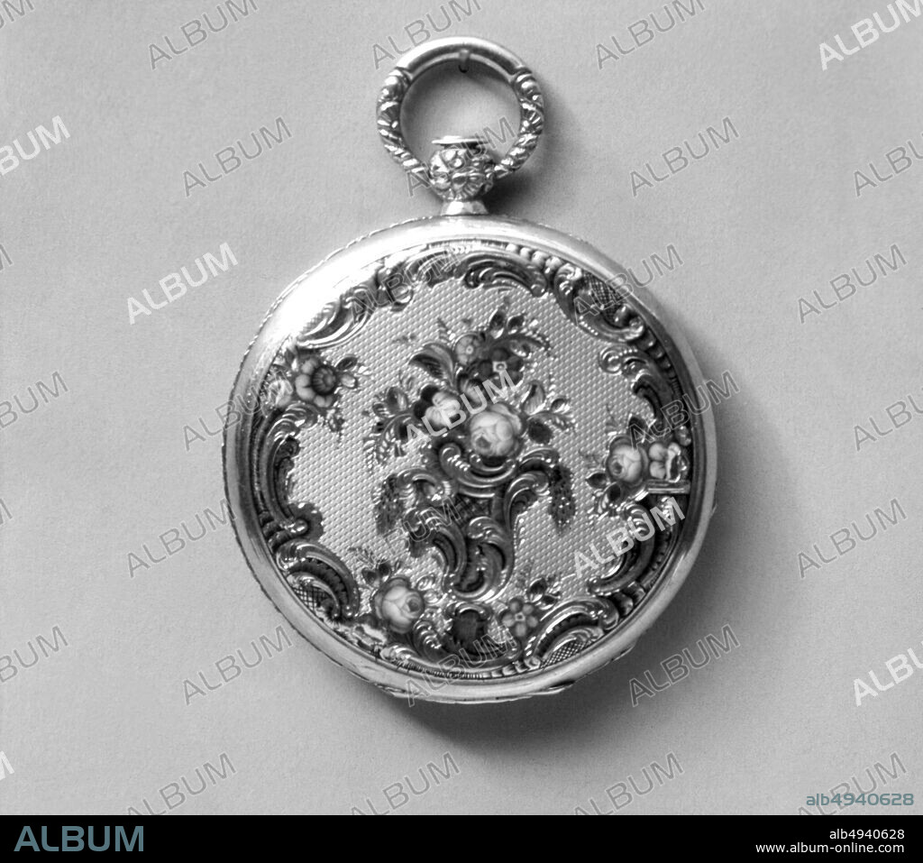 Watchmaker: Charles Oudin (or Ondin), Watch, French, Paris, Watchmaker: Charles Oudin (or Ondin) (active 1806), ca. 1835, French, Paris, Gold, enamel, silver, Diameter: 1 5/8 in. (4.1 cm), Horology.